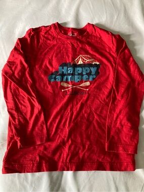 L.L. Bean Bright Red Long-Sleeve 'Happy Camper' Graphic Tee